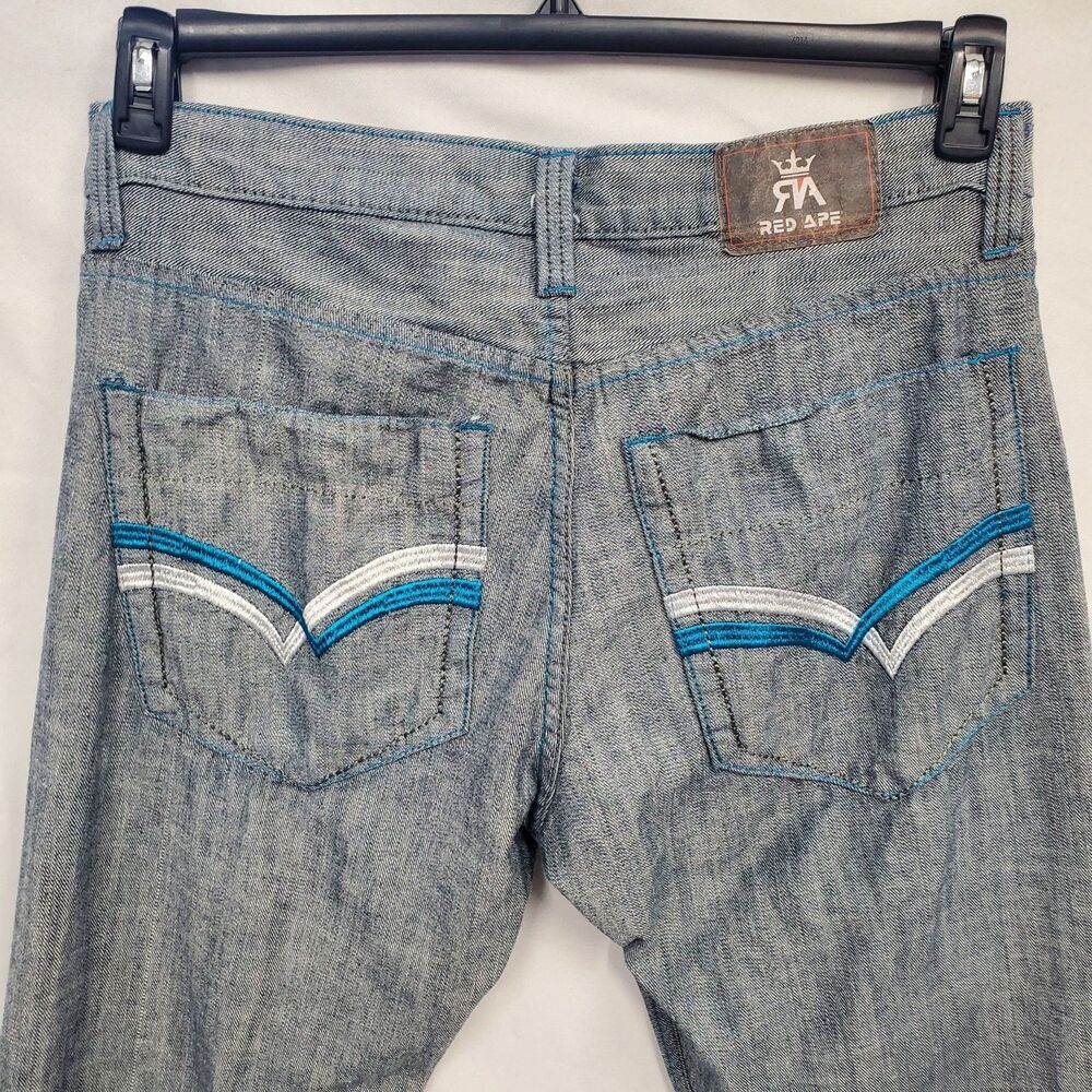 Red Ape Jeans Mens 36 x 32 Embroidered Pockets Y2K Hip Hop Streetwear